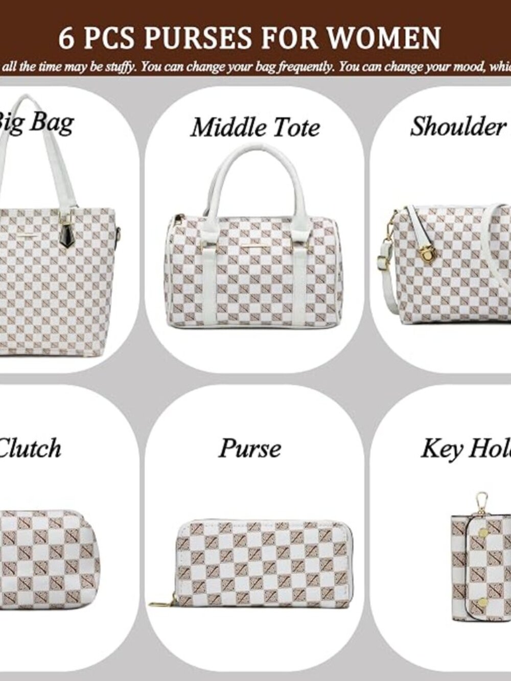 BRAND NEW 6 Pcs Designer Purses and Handbags for Women - Picture 4 of 6